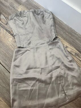Strapless Taupe Satin set
